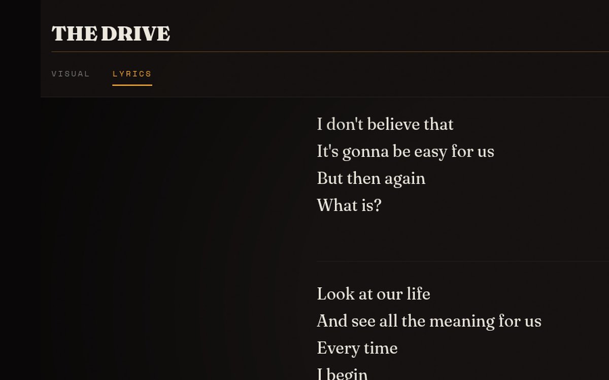 Polaroid Police site, Chris’s own project: tap a lyric to reveal the meaning behind the line.